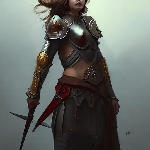 Image similar to medieval female warrior detaied art, by wlop and lillian liu, detailed, trending on artstation, trending on artstation, smooth