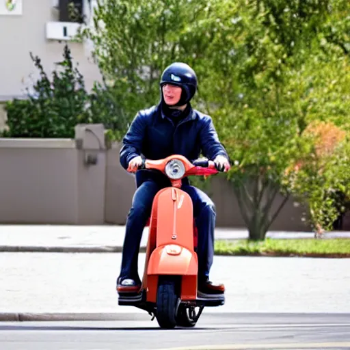 Image similar to Nathan fielder riding an Vespa