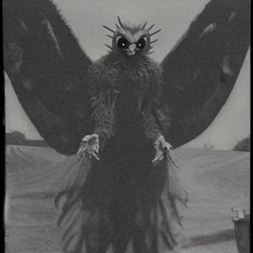 Prompt: real Polaroid photo of Mothman creature