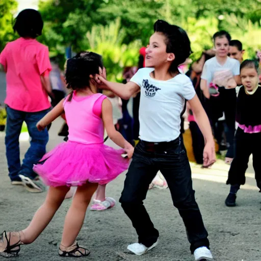 Image similar to kids dancing en black lakes