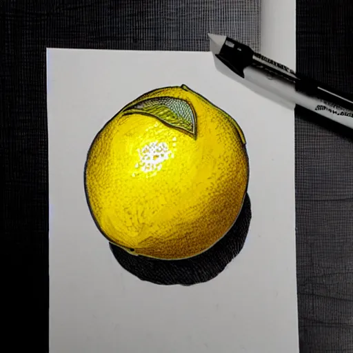 Image similar to professional liner sketch of a lemon