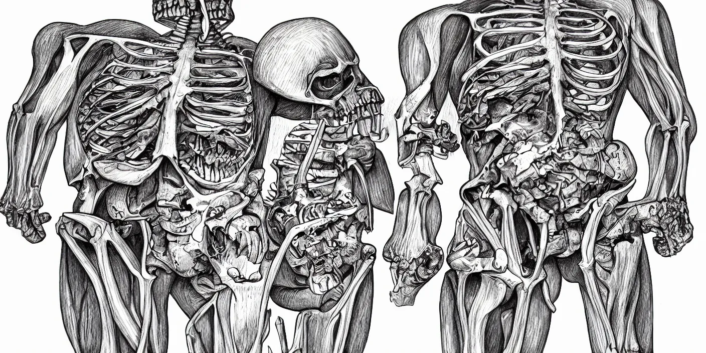 Image similar to kool - aid man and skeleton anatomical drawing highly detailed illustration