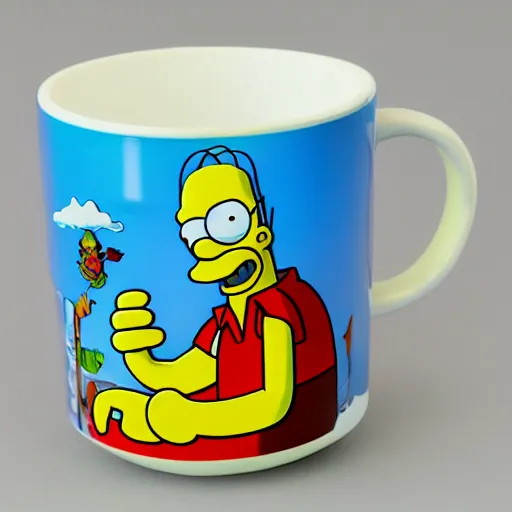 Prompt: homer simpson mug
