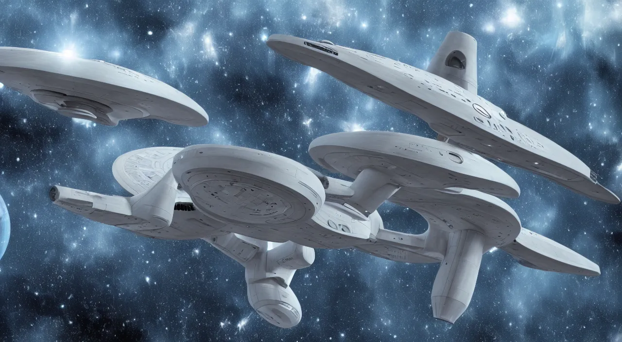 Prompt: star trek u.s.s. enterprise NCC-1701-D, art, high definition, high detail, 8k, hdr,