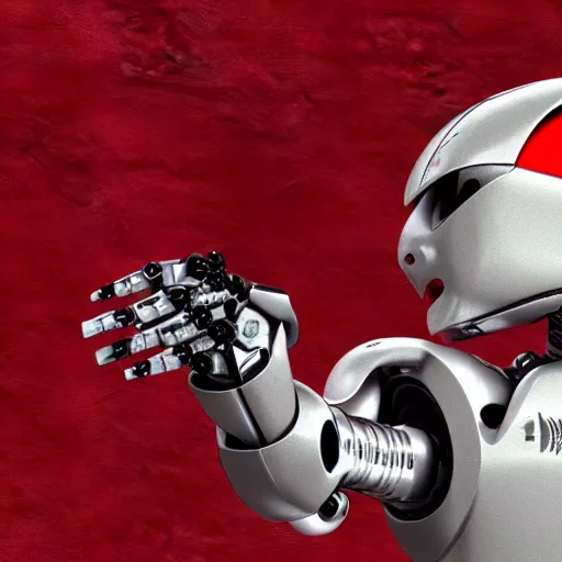 Image similar to fantasy wallpaper of a robotic hawk ,red themed,science fiction