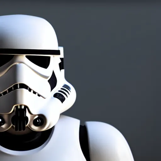 Image similar to a stormtrooper in black armor, 8 k, cinematic lighting, shallow depth of field, raytracing,