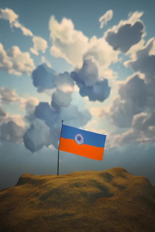 Image similar to indian flag, 3 d, volumetric, clouds, octane, 3 d render, 3 ds max + vray, art by beeple, india, cinematic