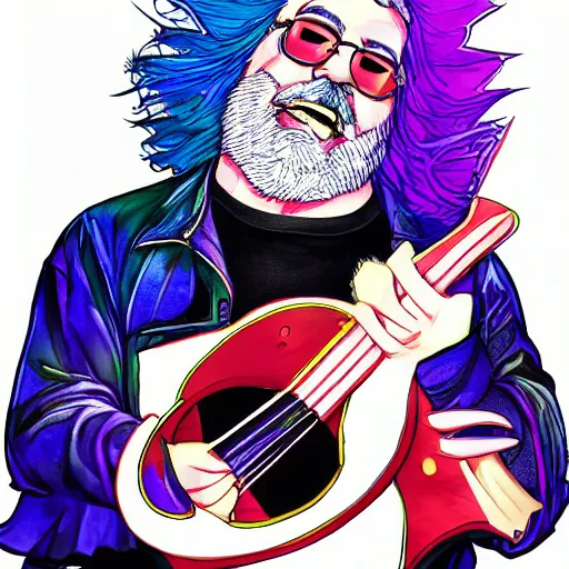 Image similar to jerry garcia anime. deviantart, artstation