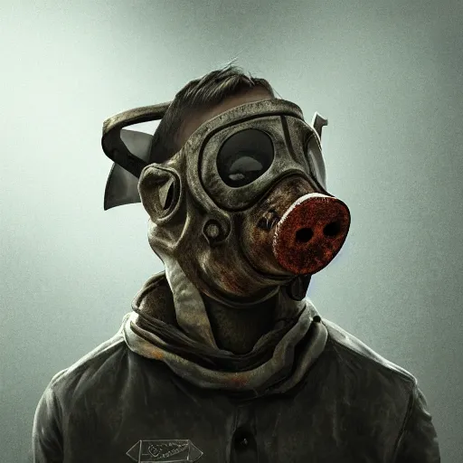 Prompt: pig zombie in gasmask, details face, photo, bloody eyes, unreal engine, digital, artstation, detailed body, heavenly atmosphere, digital art, overdetailed art, trending on artstation, cgstudio, the most beautiful image ever created, dramatic, award winning artwork, beautiful scenery