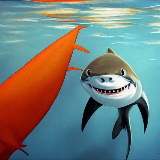 Image similar to Shark Janitor, masterpiece painting