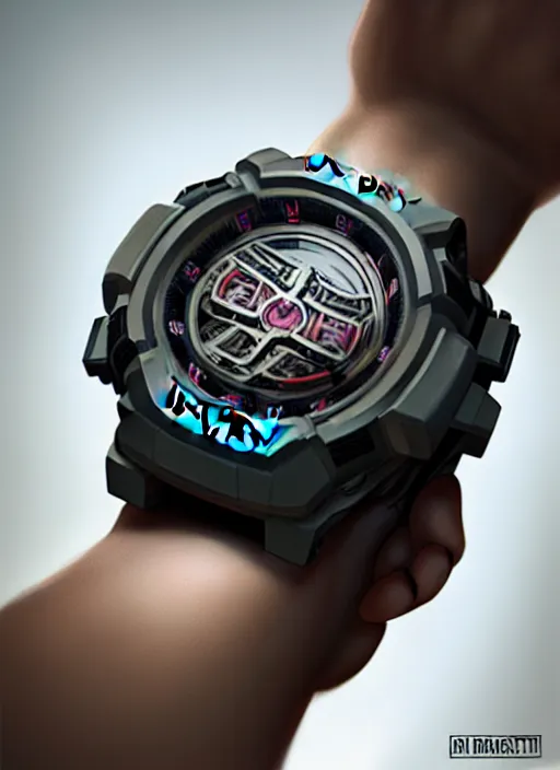 Prompt: portrait a gshock muscular watch highly detailed, digital painting, concept art, smooth, sharp focus, illustration, art by greg rutkowski