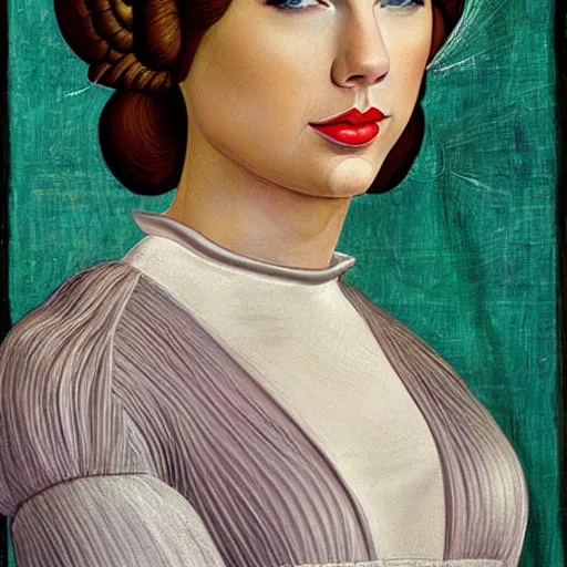 Image similar to taylor swift as princess leia, portrait by sandro botticelli