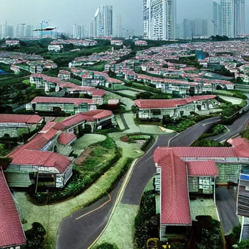 Image similar to a housing estate in singapore, by satoshi kon