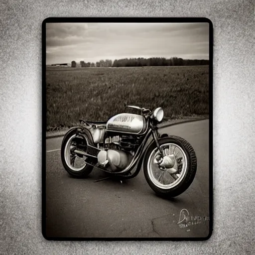 Prompt: Countryside vintage motorcycle, dramatic lighting, polaroid,highly detailed