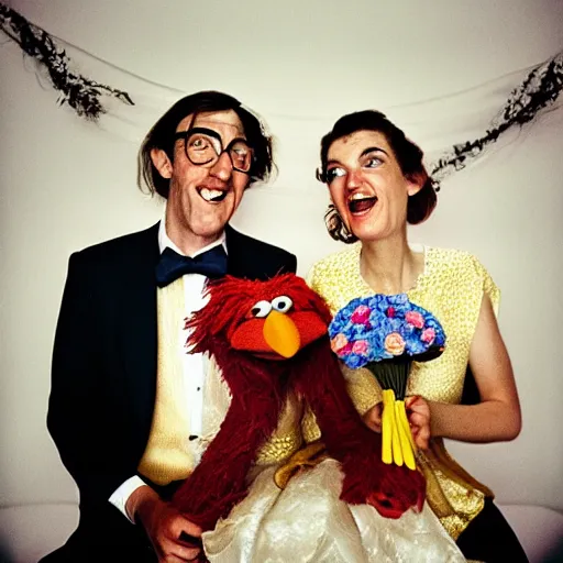 Image similar to bert and ernie wedding photography by annie leibowitz