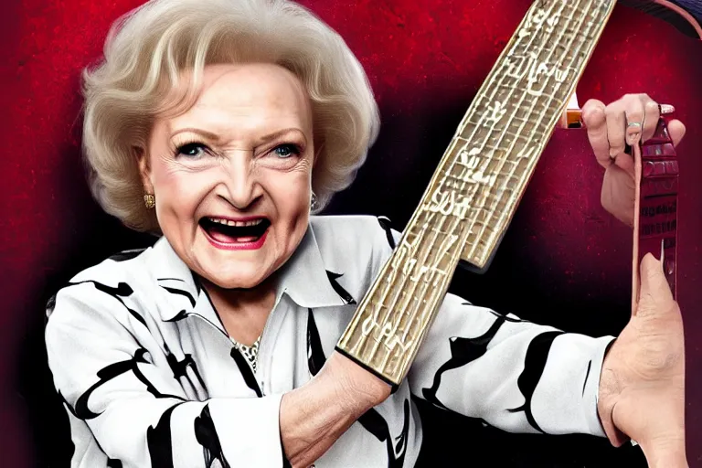 Image similar to betty white on the cover of guitar hero