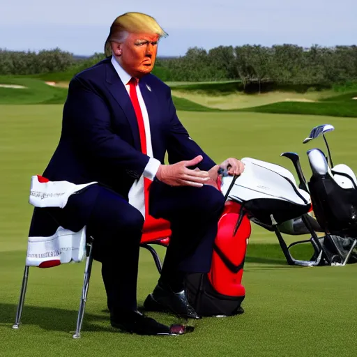 Image similar to donald trump working hard at the golf course