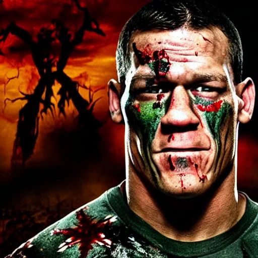 Image similar to john cena is a zombie on christmas