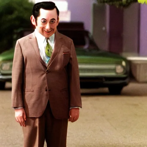 Prompt: photo of an overweight pee - wee herman