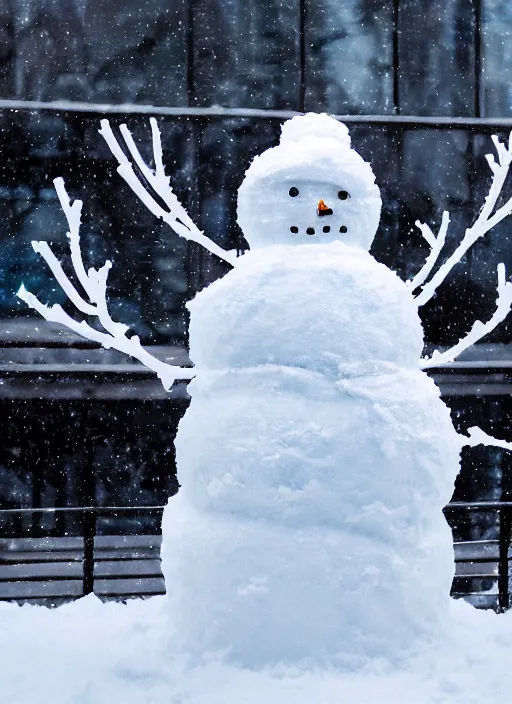 Prompt: photo of a cyber snowman, cyberpunk, made of snow and metal, interesting angle, sharp focus, 8 k high definition, insanely detailed, intricate, intelligent, art by kazuya takahashi, fenghua zhong, sangsoo jeong, kevin hou