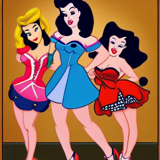 Image similar to pinup girl in the style of disney