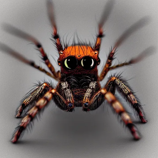 Prompt: a jumping spider, concept, digital art, 4K UHD image