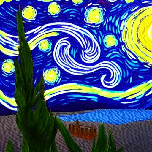 Prompt: a starry night in the style of deVinchi