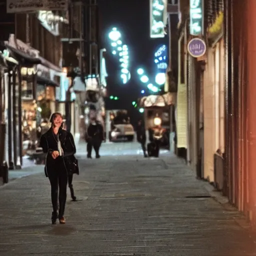 Prompt: me walking through the streets of richmond at night