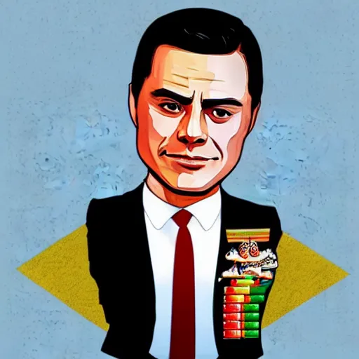 Image similar to Peña Nieto in the style of GTA cover art