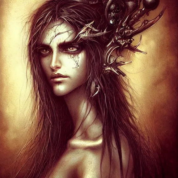 Prompt: a highly detailed portrait in the style of luis royo and in the style of peter mohrbacher..