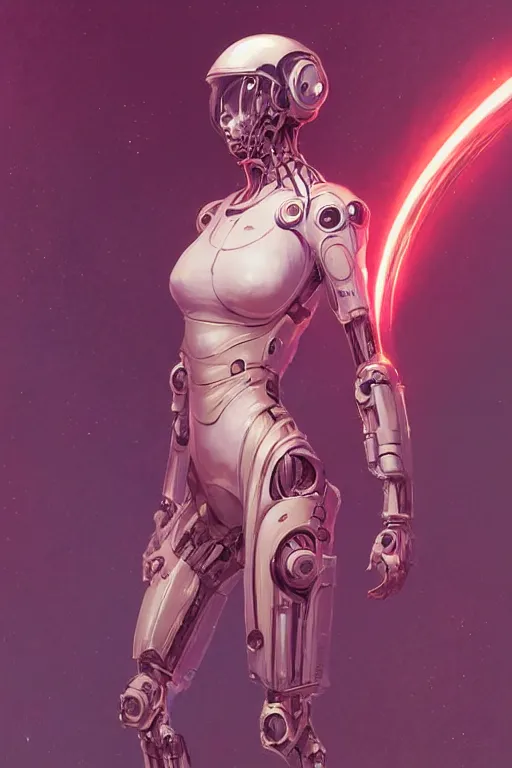 Prompt: portrait of a futuristic cosmonaut girl with biomechanical parts by Artgerm and Greg Rutkowski , néon light, digital painting, highly detailed, trending on artstation