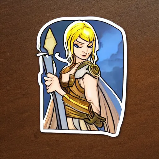 Image similar to a sticker of an aasimar from dungeons and dragons