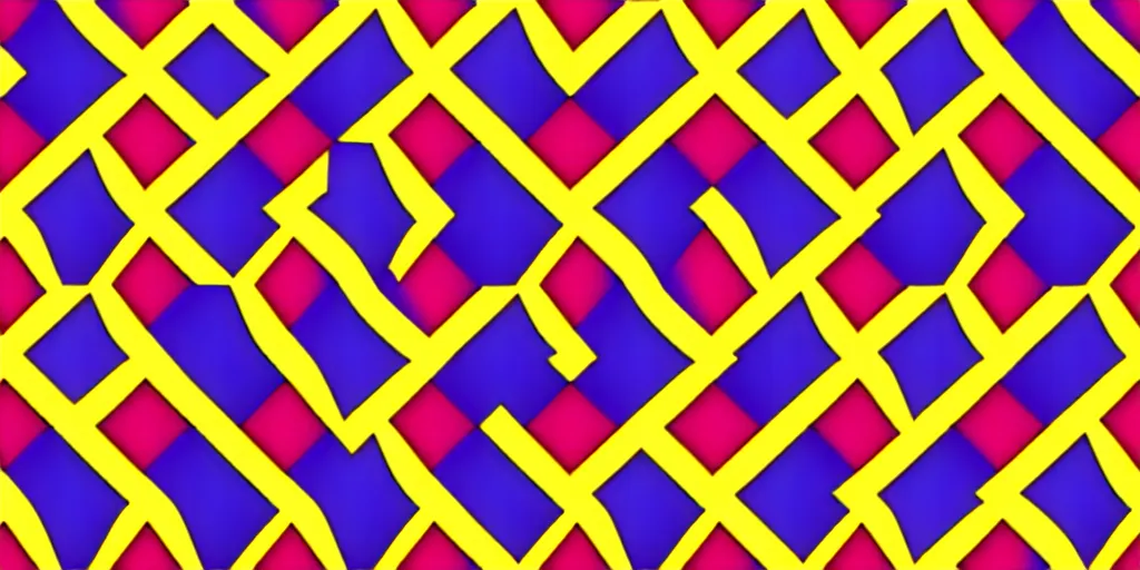 Image similar to seamless pattern of large colorful squares in escher style, three - precision perspective, optical illusion