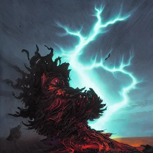 Prompt: creature made of wind / tornado with bright glowing eyes, fluid, smooth, crazy, high contrast, sharpness, dramatic, by greg rutkowski and siudmak and richard corben and moebius