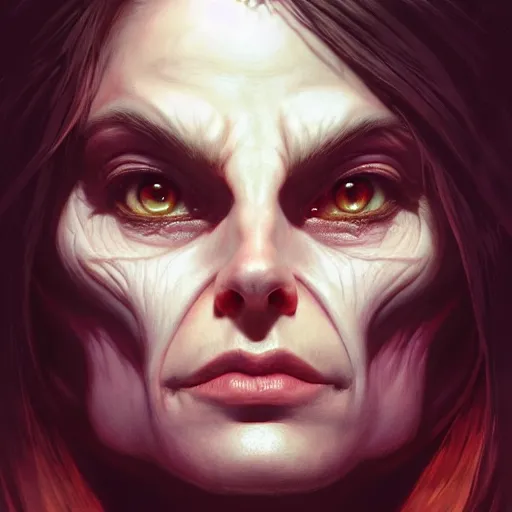 Image similar to perfectly - centered - portrait - photograph of evil demon, super highly detailed, professional digital painting, artstation, concept art, smooth, sharp focus, no blur, no dof, extreme illustration, unreal engine 5, 8 k, art by artgerm and greg rutkowski and alphonse mucha loish and wlop