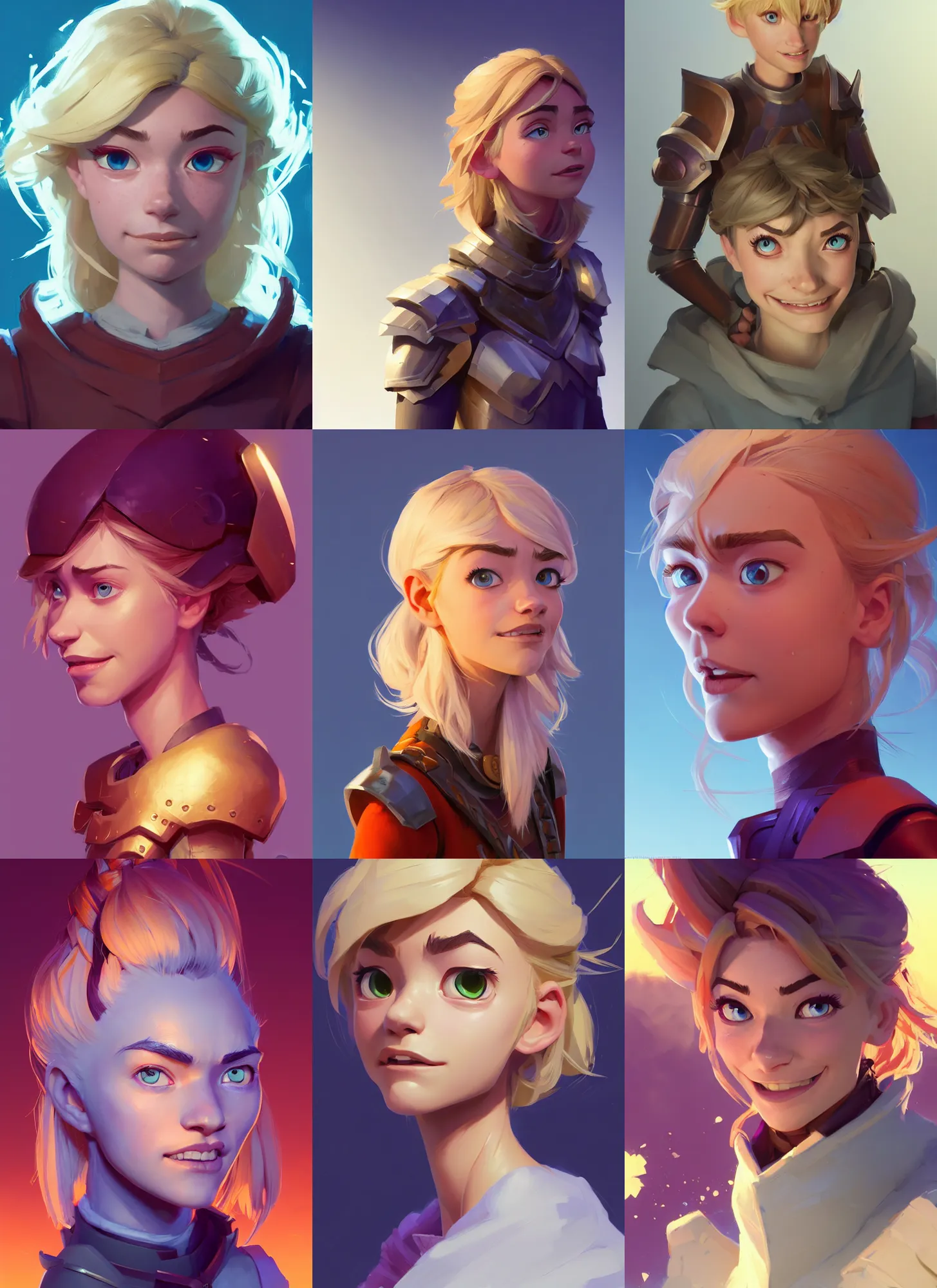 Prompt: just one head, portrait, Imogen Poots D&D Paladin, blonde hair, Arcane Gigantic Blizzard pixar, maya engine on stylized background global illumination lighting, official fanart behance hd artstation by Jesper Ejsing, by RHADS and Makoto Shinkai and Lois van baarle and ilya kuvshinov and rossdraws