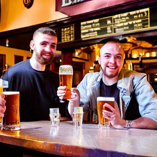 Prompt: the magi in a weatherspoons pub having a pint