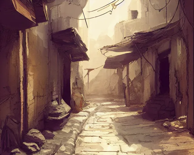 Prompt: a street in ancient arab artstation