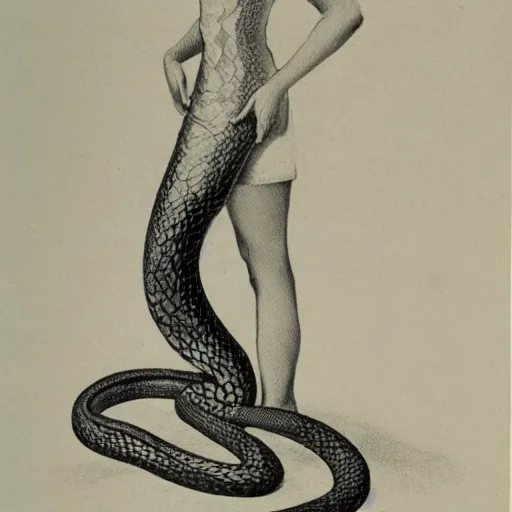 Prompt: a woman with the lower body of a snake