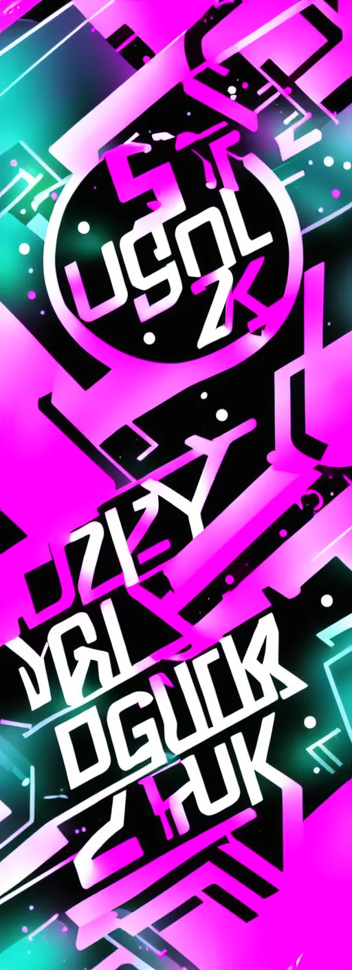 Image similar to digital vector y 2 k typography logotype, white and black and fuchsia colors, kawaii cyber pixie, graphic design