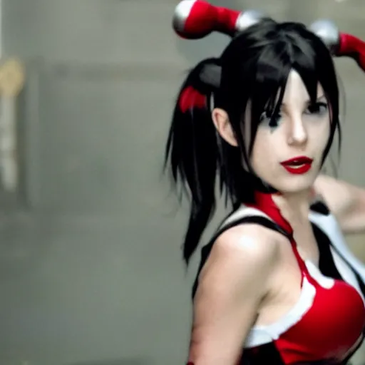 Image similar to Tifa Lockheart as Harley Quinn, Cinematography by Roger Deakins