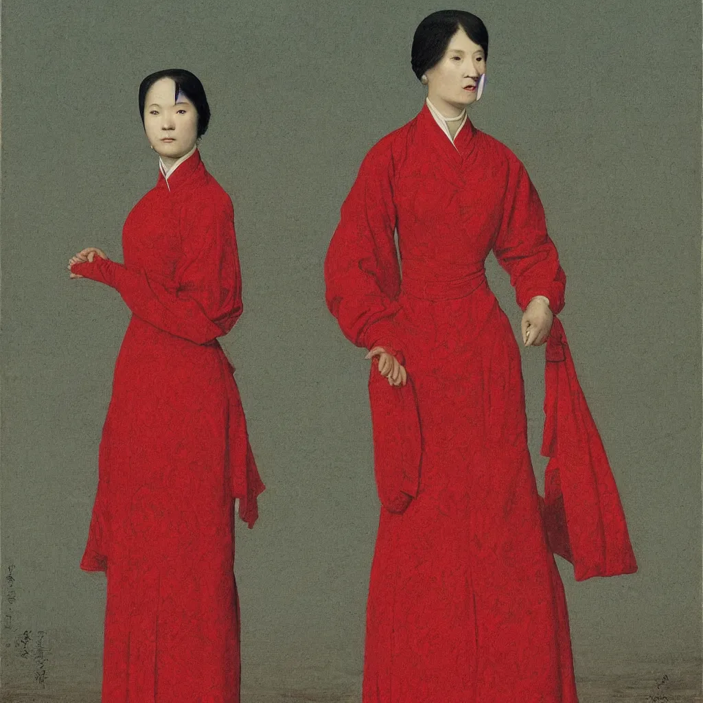 Image similar to a lady in a red cheongsam, highly detailed, photograph, by caspar david friedrich.