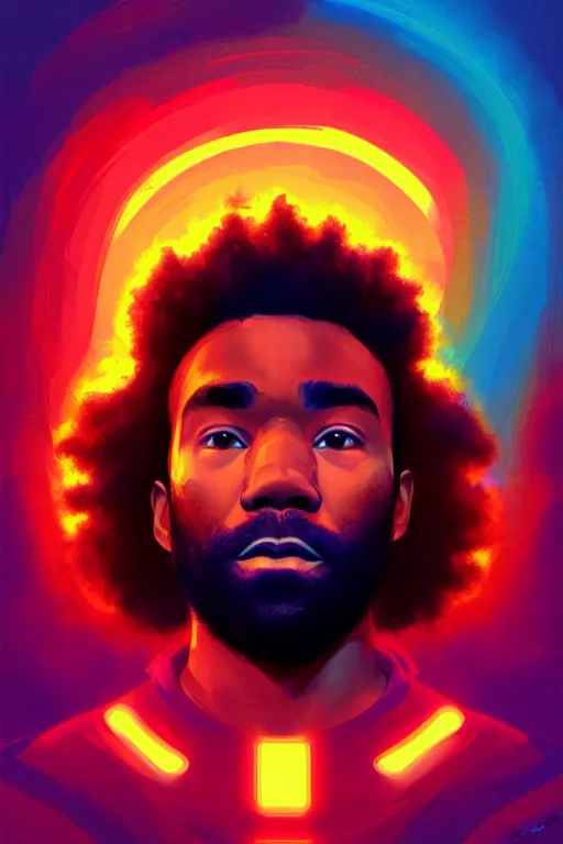 Image similar to Childish Gambino, curly hair, symmetrical! sci-fi, modern, colourful!! highly detailed, digital painting, artstation, concept art, sharp focus, illustration, by greg rutkowski