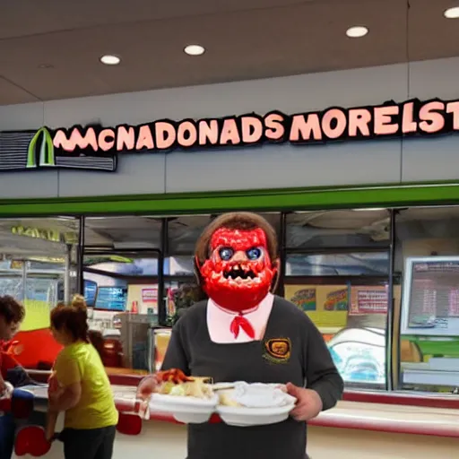 Prompt: a mczombie at the mcdonalds