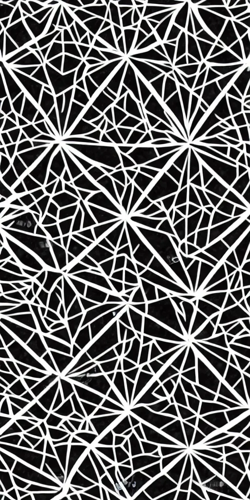 Image similar to highly detailed beautiful black and white geometric pattern, straight lines, hexagon, pentagon, triangle, sacred geometry, sharp angles, symmetry, sharp focus, high contrast, harmony, beauty, masterpiece