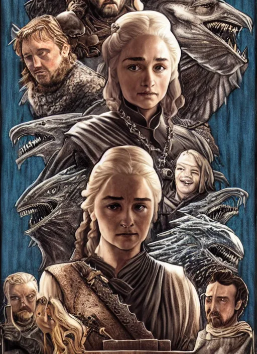 Image similar to A highly detailed Game of Thrones movie poster by drew struzan