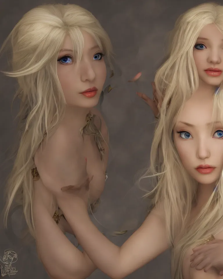 Image similar to blonde half - elf woman, rococo, sakimichan, 4 k