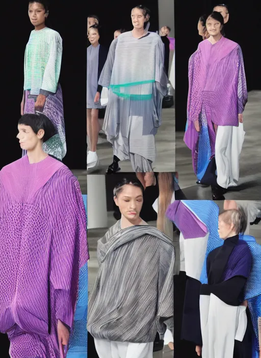 Prompt: issey miyake fashion show