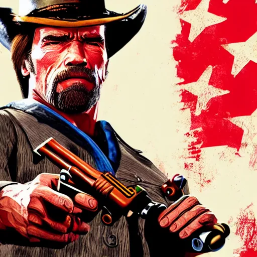 Image similar to Arnold Schwarzenegger in Red Dead Redemption 2