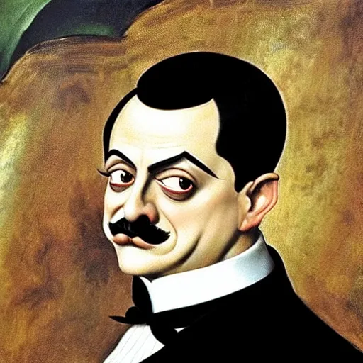 Image similar to a renaissance painting of gomez addams as pepe le pew, portrait by michelangelo,